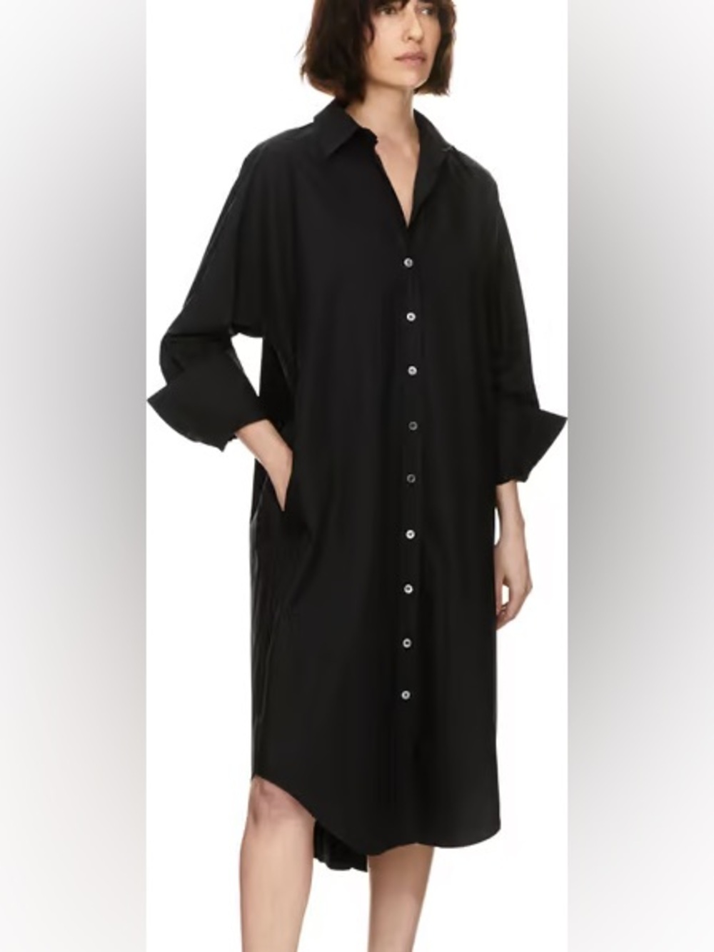 MARELLA Oversized Black Button-Front Sleep Shirt Robe